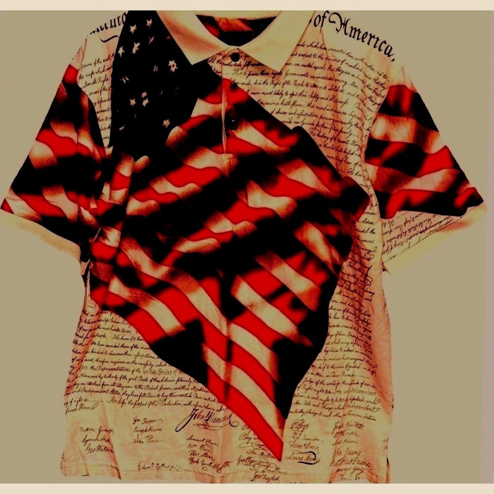 Cotton Traders Sport Declaration of Independence Polo Shirt Men's XL Flag